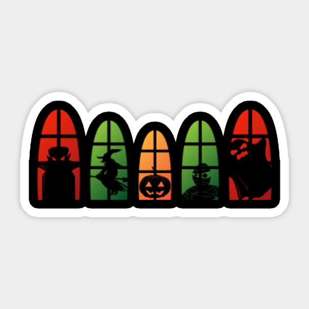 Halloween Window Silhouette  Halloween  Sticker  TeePublic